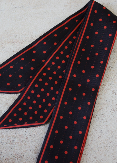 Navy/Orange Polka Dot Bag Scarf