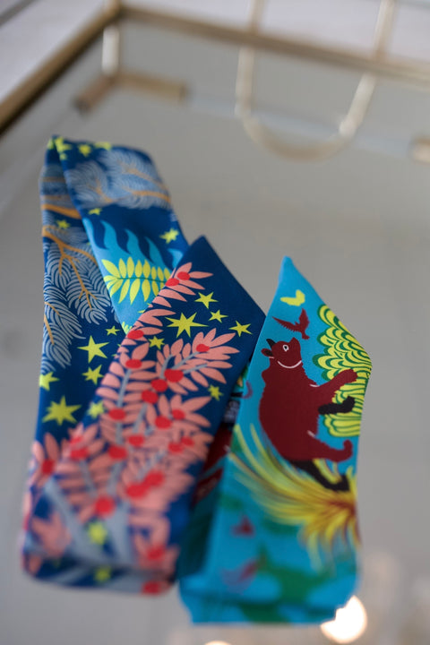 Blue Animals Bag Scarf